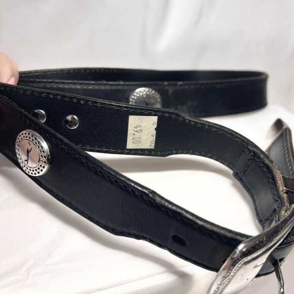 RGA Four By Danbury Asso.-Men's Golf Black Leather Belt-Silver Buckle-Casual - Picture 6 of 15
